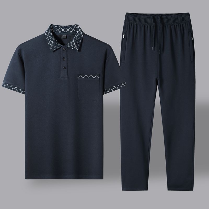 Embroidery Cotton Shirt - 夏の新ファッショントレンディな純綿通気性半袖シャツセットメンズカジュアルルーズスポーツ高品質ツーピースセット