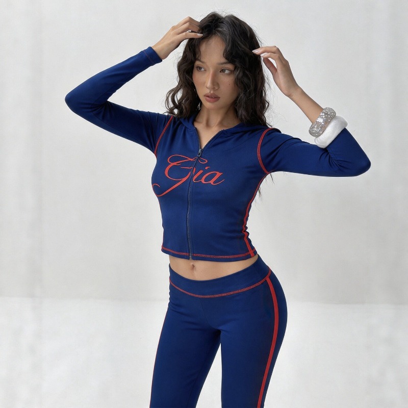 女性用レタープリント2ピーストラックスーツ、ジップアップフー - Embroidery Online のレビューと価格
