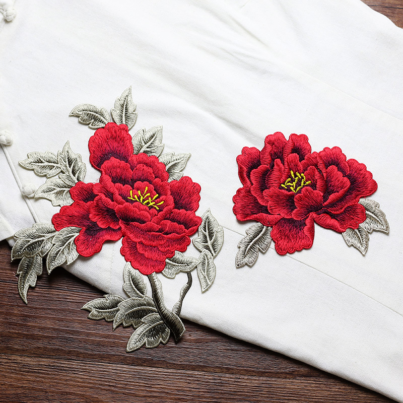 1 ペア赤ピンク黄色刺繍フラワーパッチ縫い付けアップリケ修理 - Embroidery Yellow Dress のレビューと価格