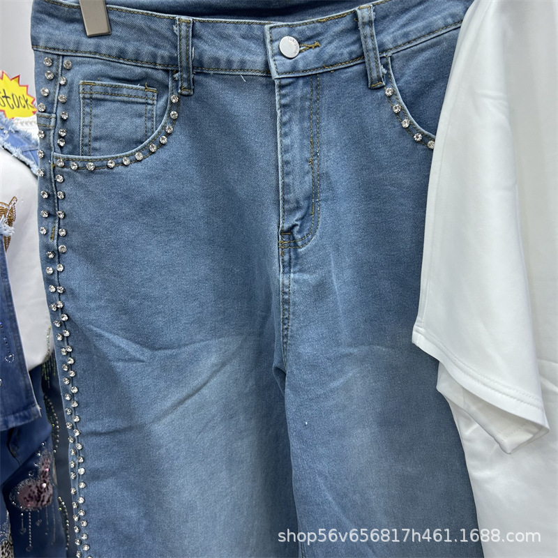春夏新作ゆったりレディースツーピースセット刺繍蝶柄白半袖Tシ - Embroidery Cotton Shirt のレビューと価格