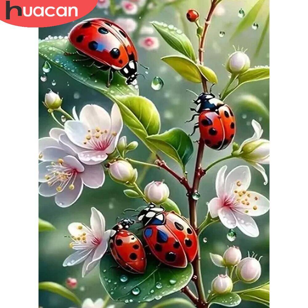 ダイヤモンド絵画Huacan-5d,家の装飾,動物,カエル, - Embroidery Lady Bug のレビューと価格