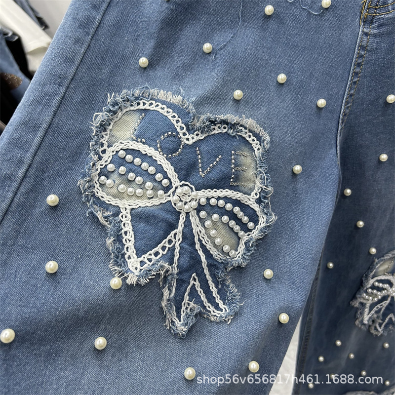 春夏新作 レディース ツーピースセット ビーズ刺繍リボン付き - Embroidery Cotton Shirt のレビューと価格