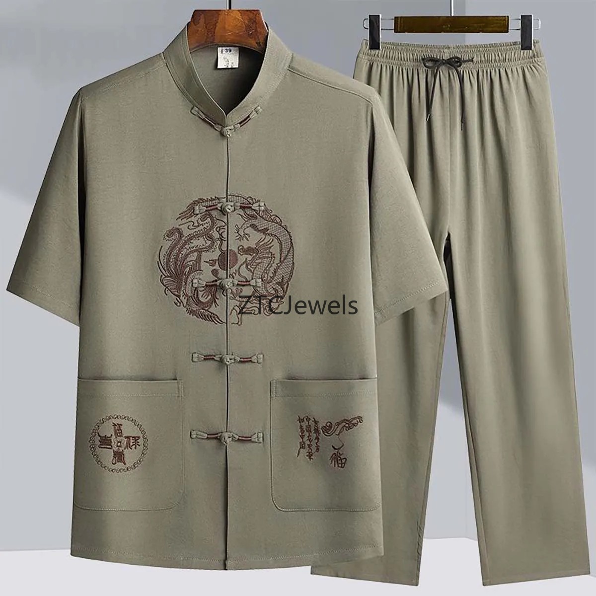 伝統的な中国のカンフースーツ男性詠春拳太極拳コスプレ衣装快適 - Embroidery Cotton Shirt のレビューと価格