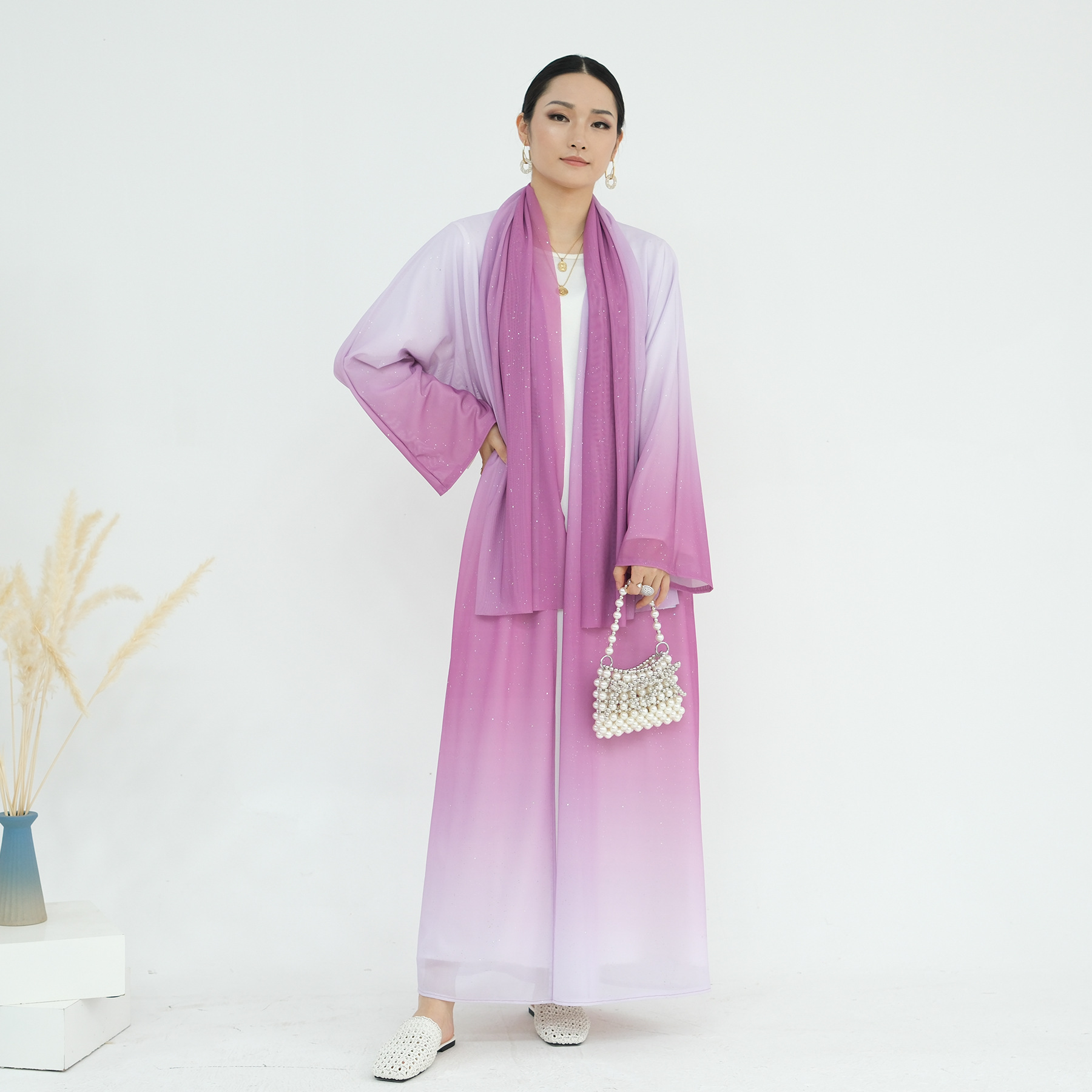 イード・ラマダン グラデーション着物カーディガン ドバイ・ア - Embroidery Kebaya のレビューと価格